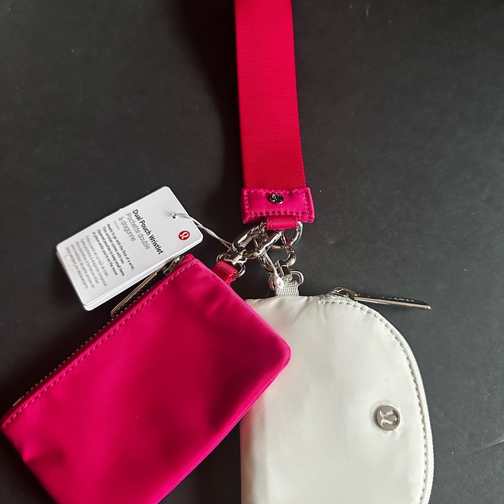 Lululemon Dual Pouch Wristlet NWT Pink and Bone